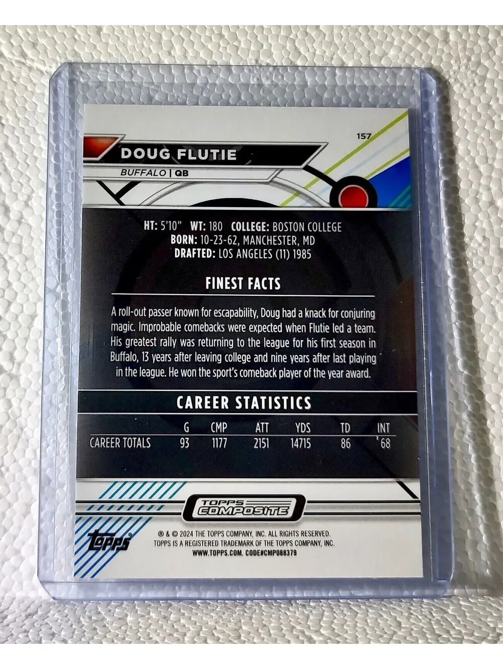 Doug Flutie 2023 Topps Finest NFL #157 Composite Football Card Buffalo Bills